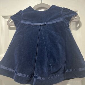 Ana Vini, 3M, Navy Blue Velvet Baby Dress